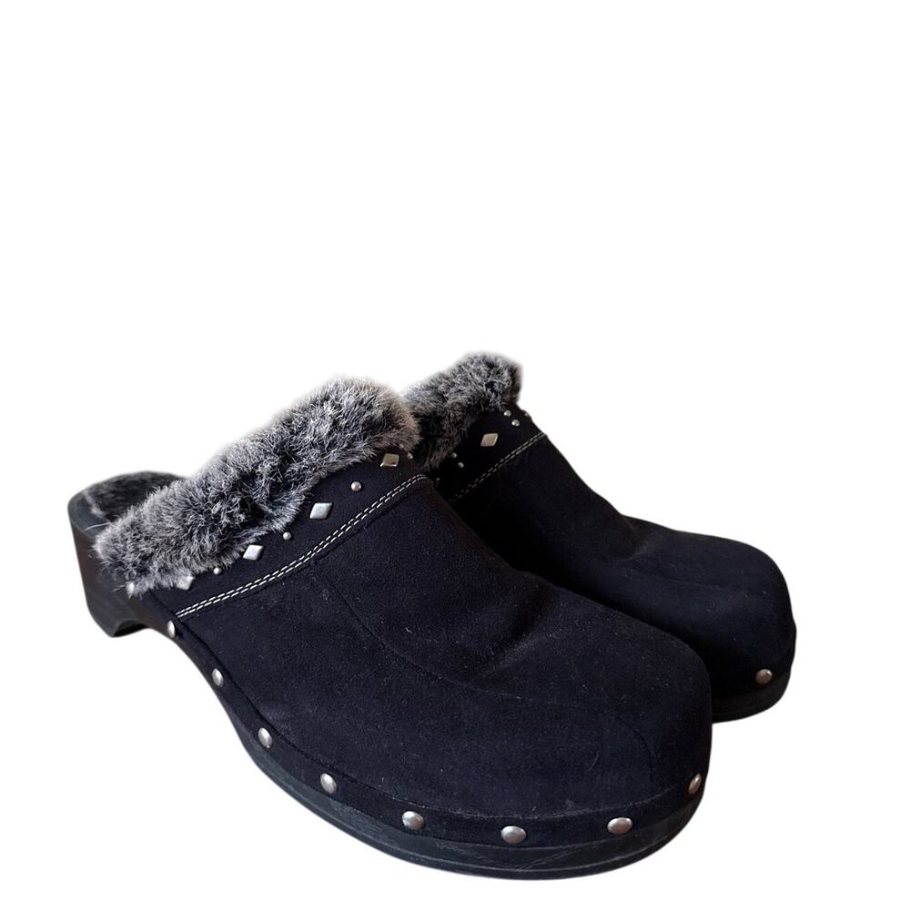 Vintage No Boundaries Black Mules Clogs 11 Fuzzy Y2K 90s Hot Topic Whimsygoth